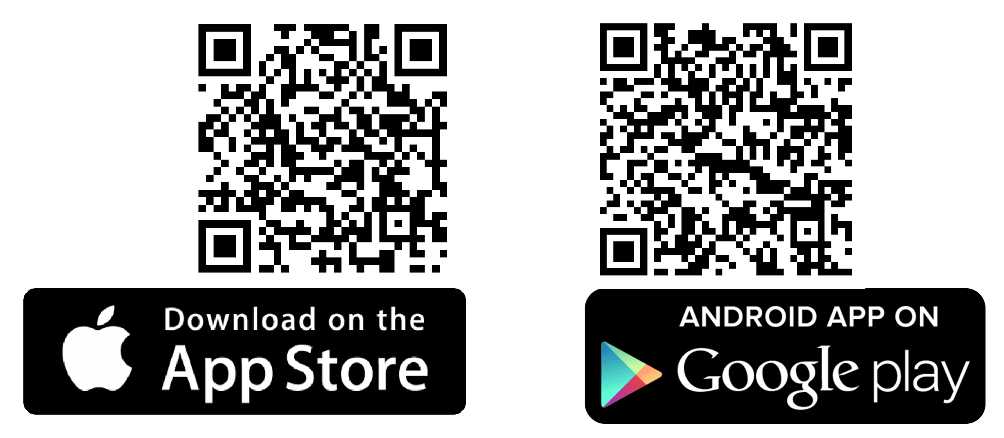 QC-Codes zum Download der BundesMessengerX-App für Android – links im Bild -  und iOS, rechts im Bild